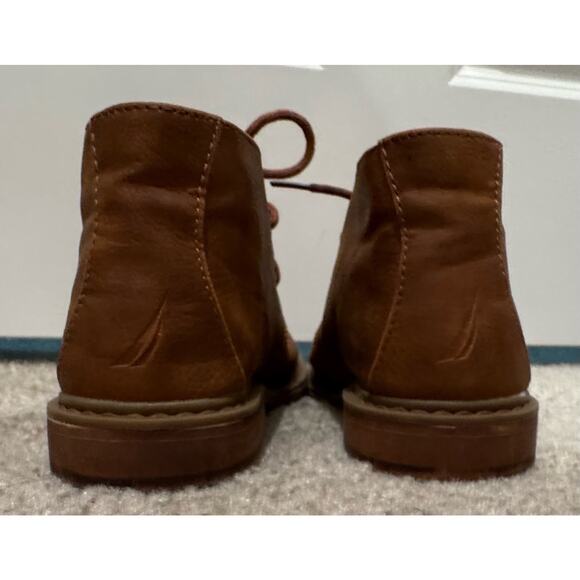 Nautica Unisex Camel Brown Mid Top Dress Shoes Size 4 - Picture 4 of 8